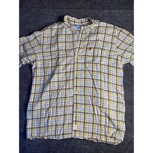 Quiksilver Shirt Mens Medium Multi Plaid Short Sleeve Classic Fit‎ Button Down